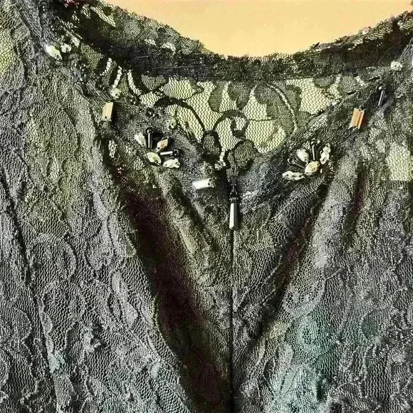 eDressit Black Lace & Satin Formal Dress Size 8 3/4 Sleeve Long Wedding Gown - Picture 8 of 15